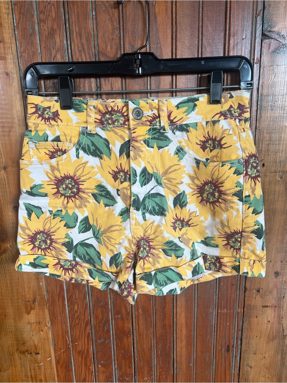 Bullhead Denim Co. Sunflower Print Denim Shorts Size 5